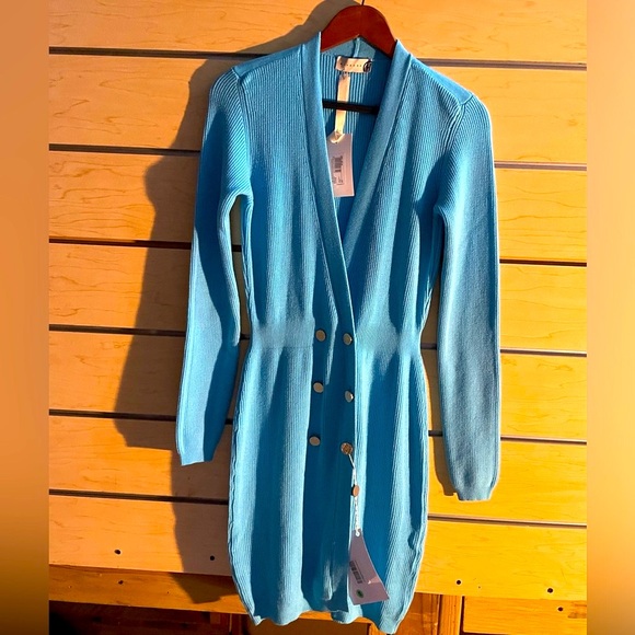 New HaveOne Knit sweater dress Front buttons XS-S Made Italy Knees length - Picture 4 of 6